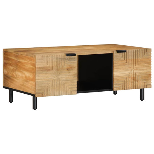 vidaXL Mesa de centro madera maciza de mango negra 100x54x40 cm marrón