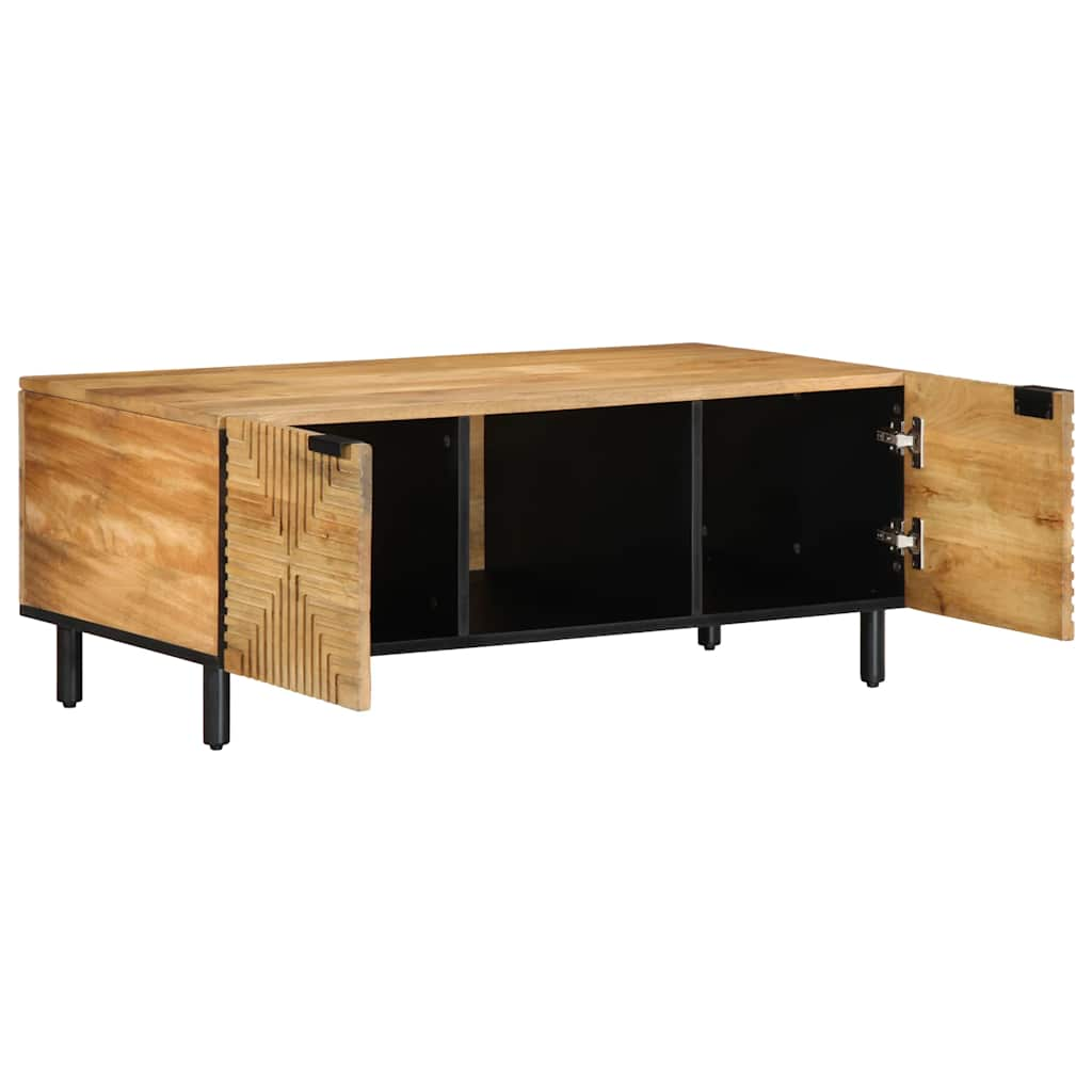 vidaXL Mesa de centro madera maciza de mango negra 100x54x40 cm marrón