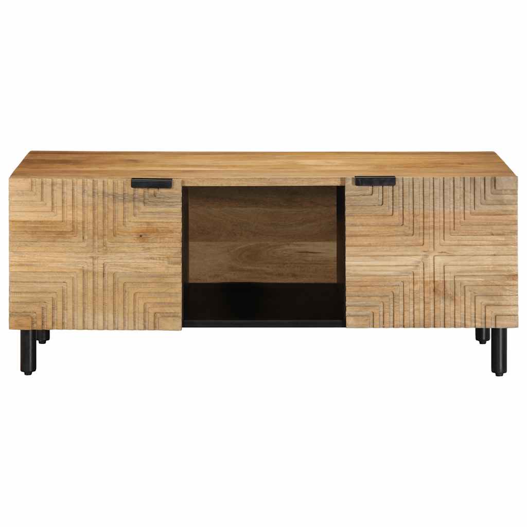 vidaXL Mesa de centro madera maciza de mango negra 100x54x40 cm marrón