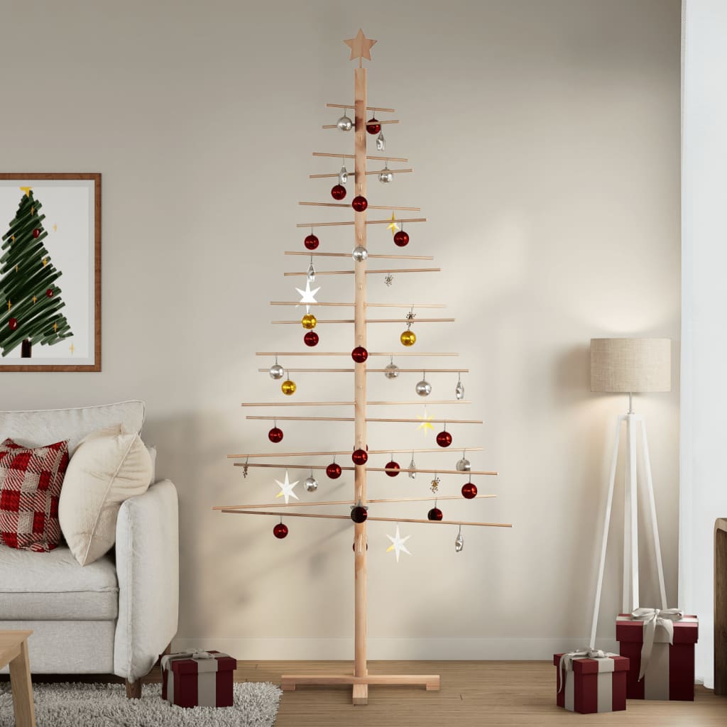 vidaXL Árbol de Navidad de madera de adorno madera maciza pino 210 cm