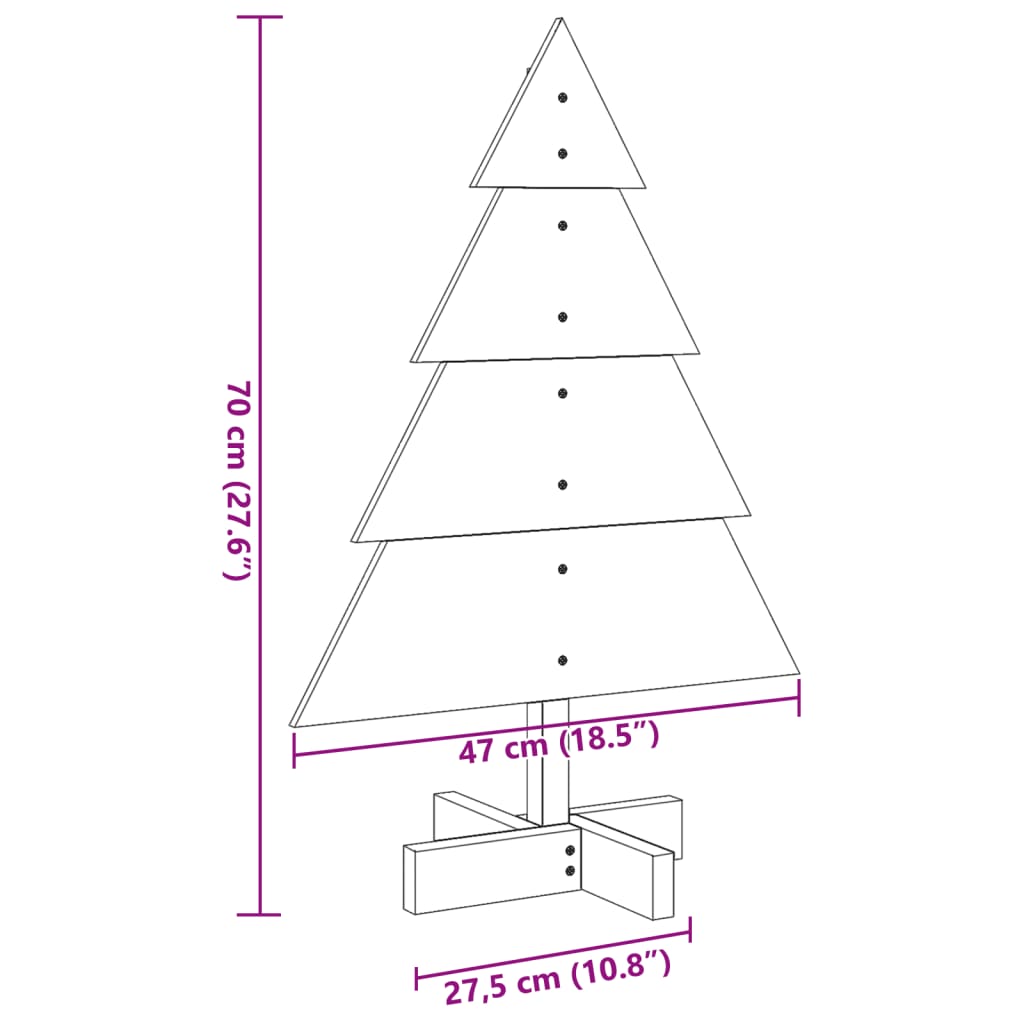 vidaXL Árbol de Navidad de adorno madera maciza 70 cm