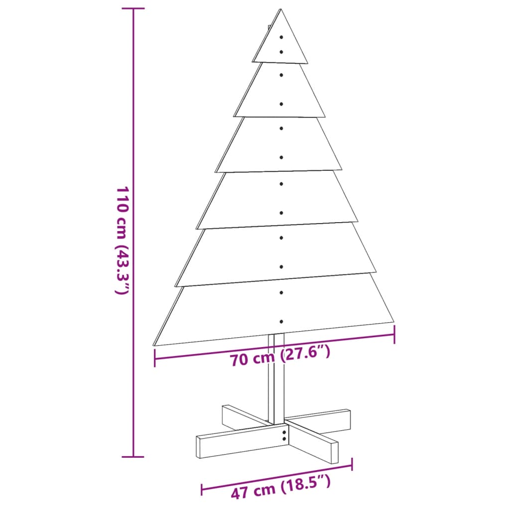 vidaXL Árbol de Navidad de adorno madera maciza 110 cm