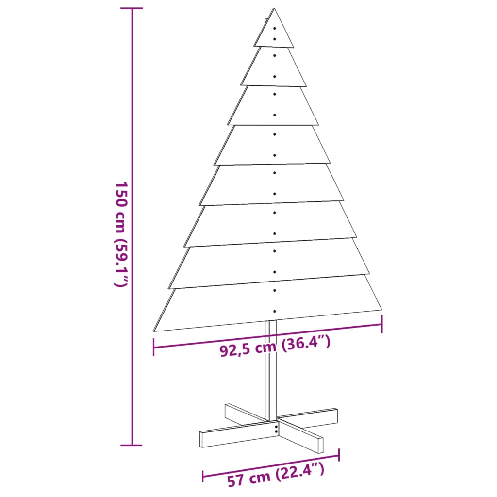 vidaXL Árbol de Navidad de adorno madera maciza 150 cm