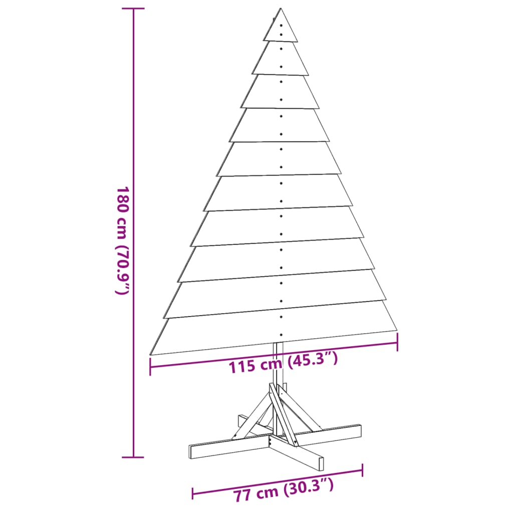 vidaXL Árbol de Navidad de adorno madera maciza 180 cm