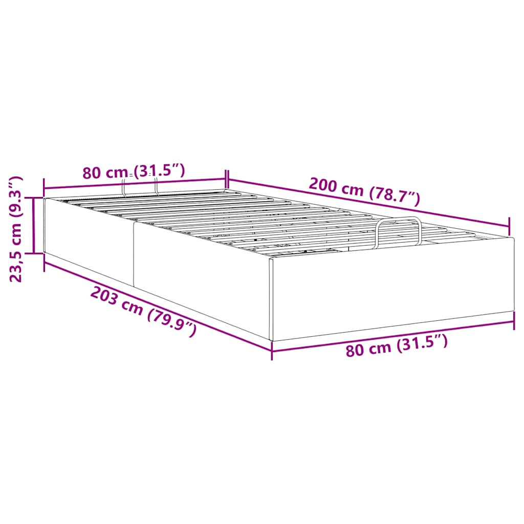 vidaXL Estructura de cama otomana sin colchón negra 80x200 cm