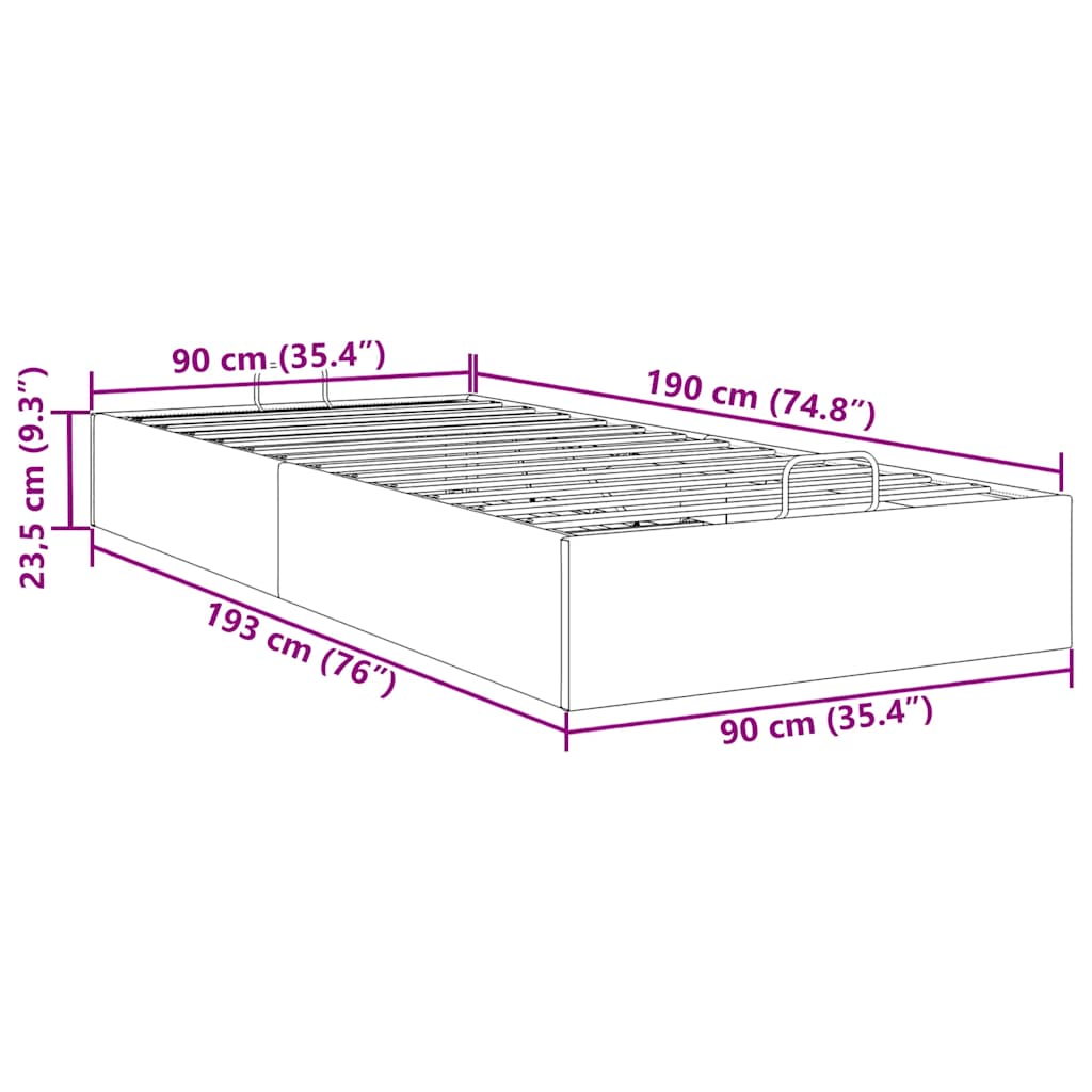 vidaXL Estructura de cama otomana sin colchón negro 90x190 cm