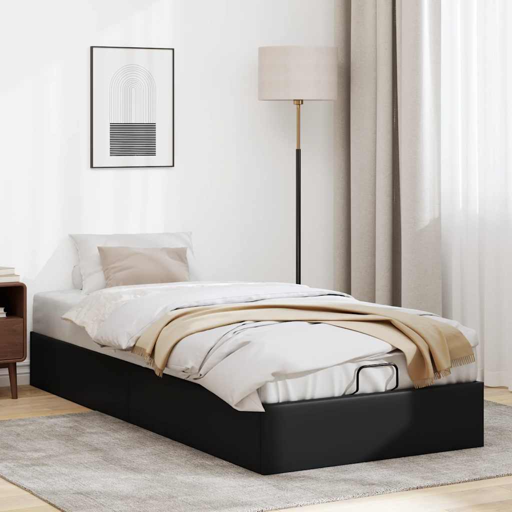 vidaXL Estructura de cama otomana sin colchón negro 100x200 cm