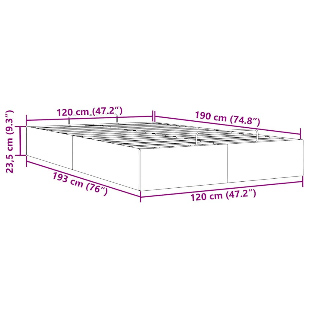 vidaXL Estructura cama otomana sin colchón negro 120x190cm