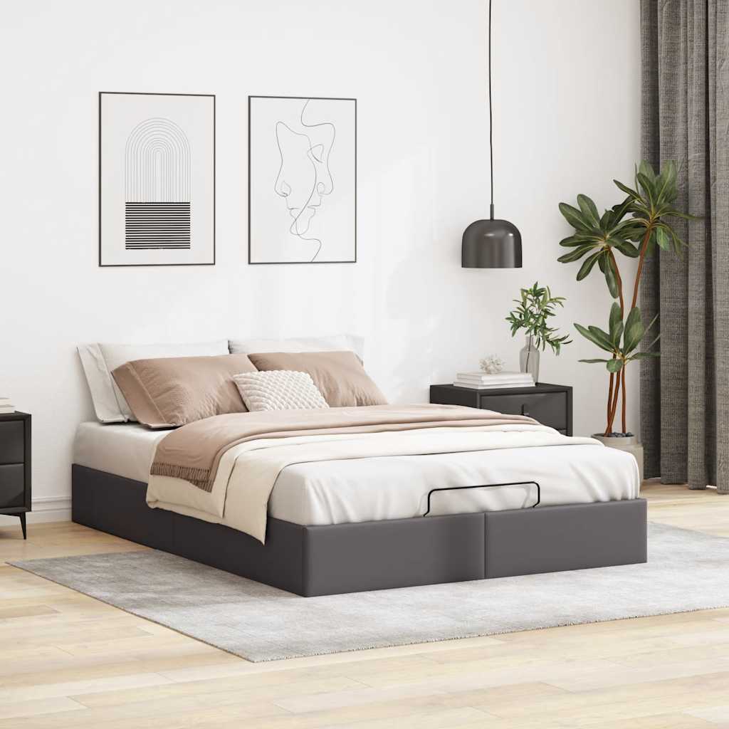 vidaXL Estructura de cama otomana sin colchón gris 140x190 cm