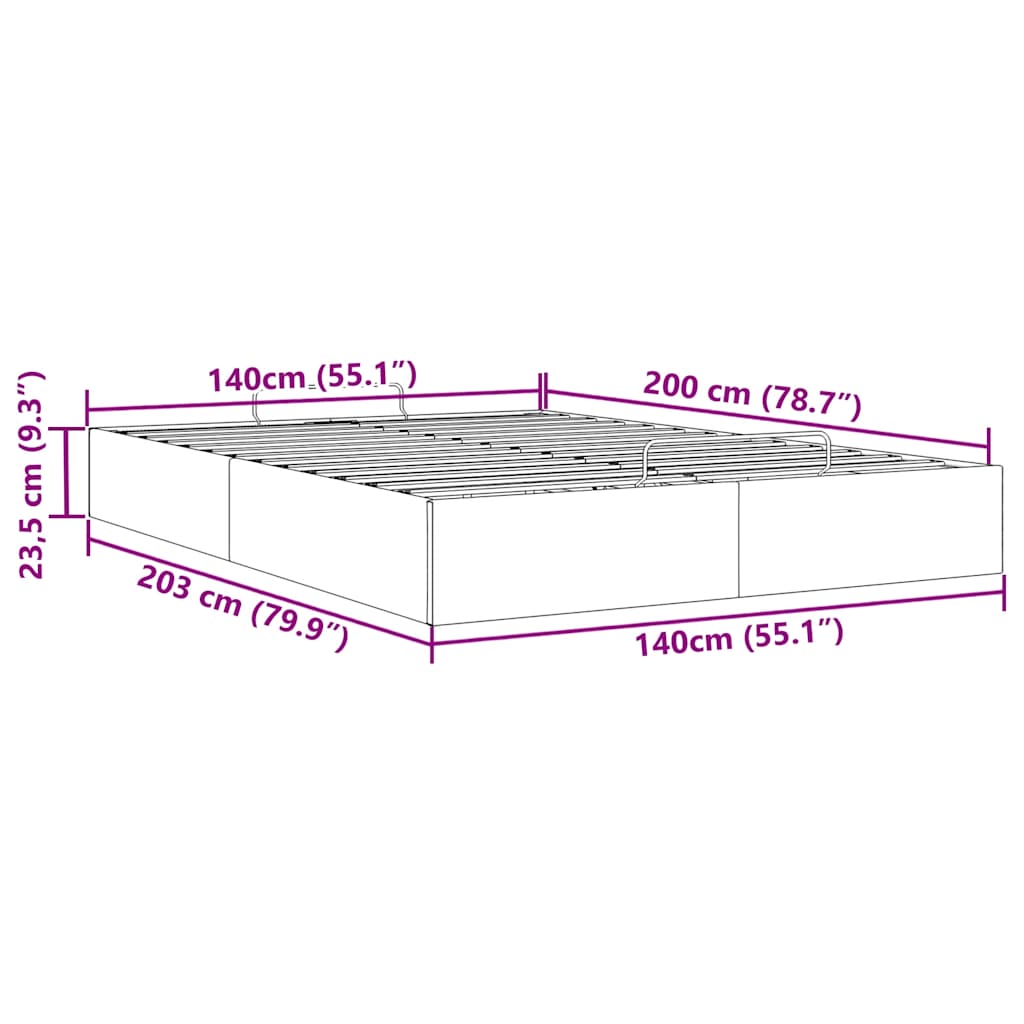 vidaXL Estructura de cama otomana sin colchón marrón 140x200cm