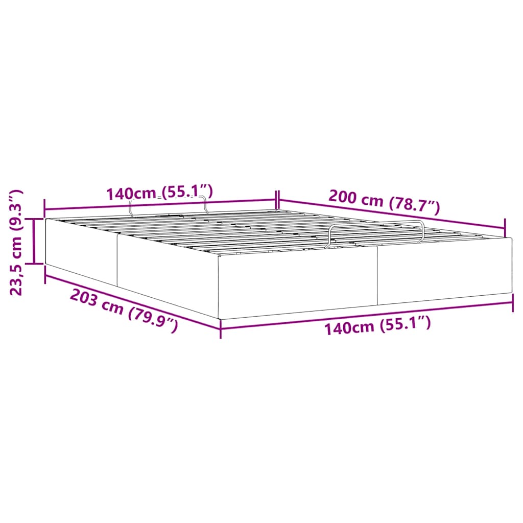 vidaXL Estructura de cama otomana sin colchón gris 140x200 cm