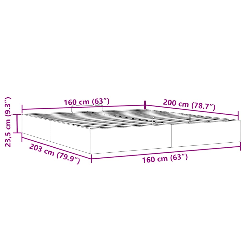 vidaXL Estructura de cama otomana sin colchón cuero sintético negro