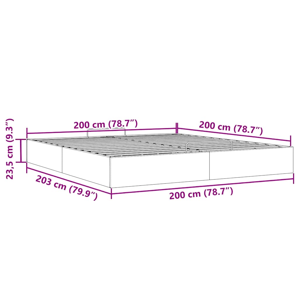 vidaXL Estructura de cama otomana sin colchón negro 200x200 cm