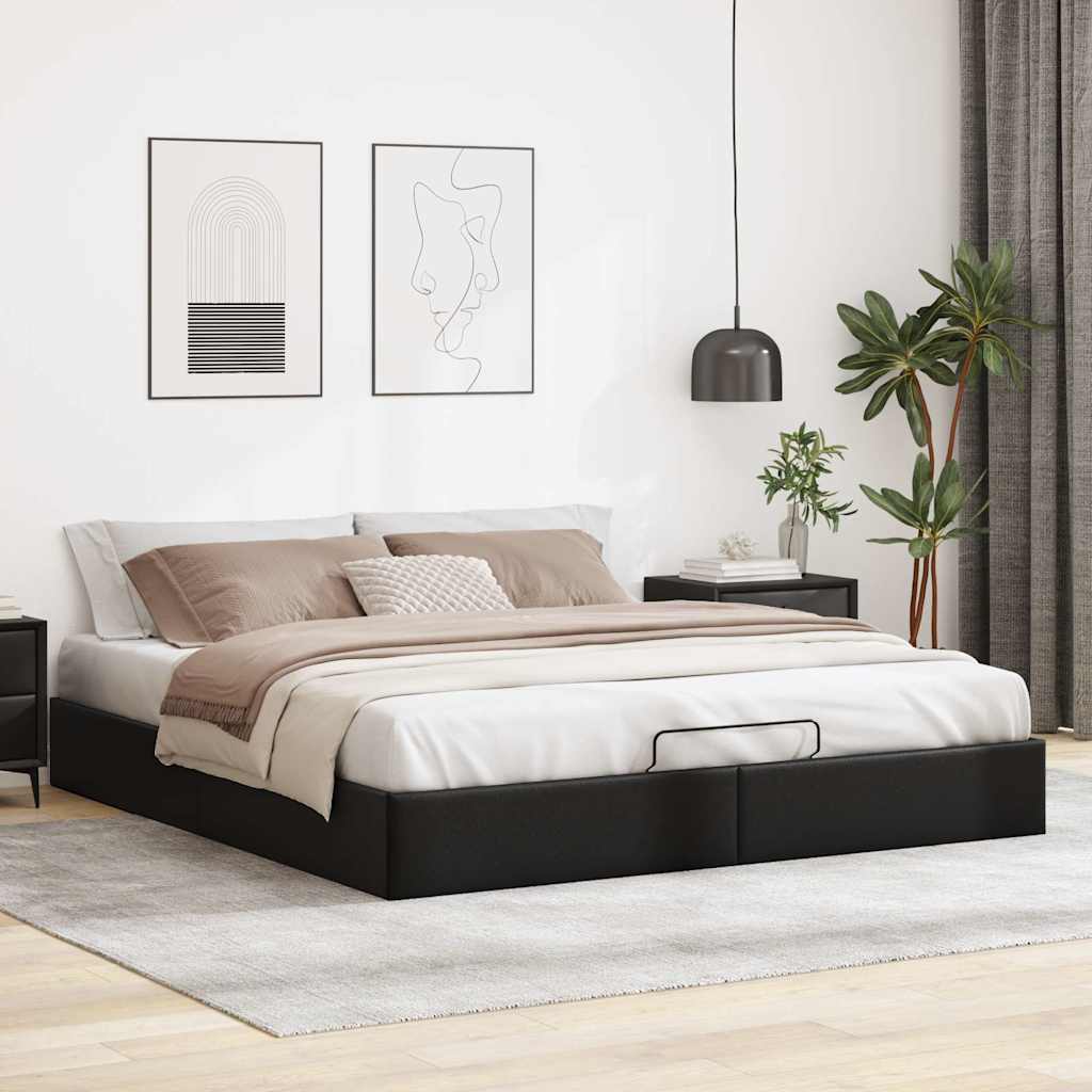 vidaXL Estructura de cama otomana sin colchón negro 200x200 cm