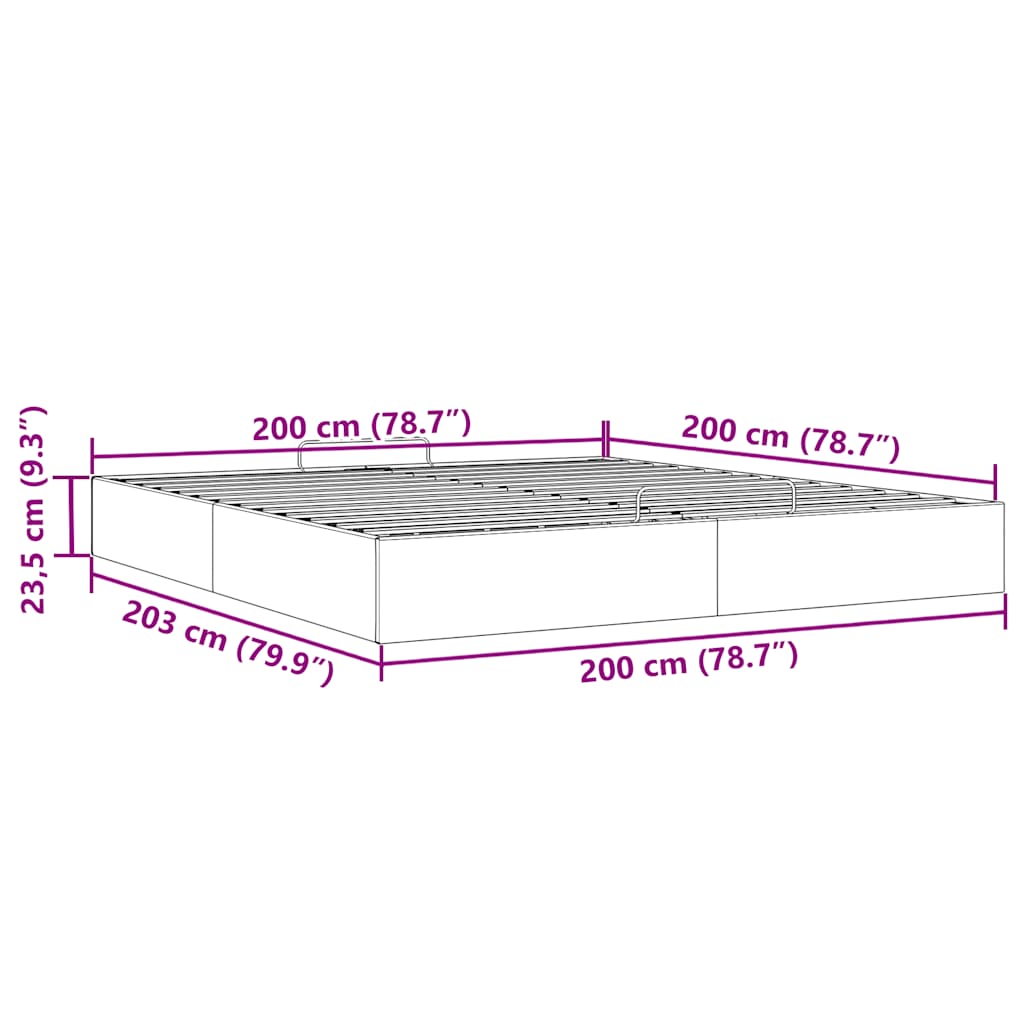 vidaXL Estructura de cama otomana sin colchón gris 200x200 cm