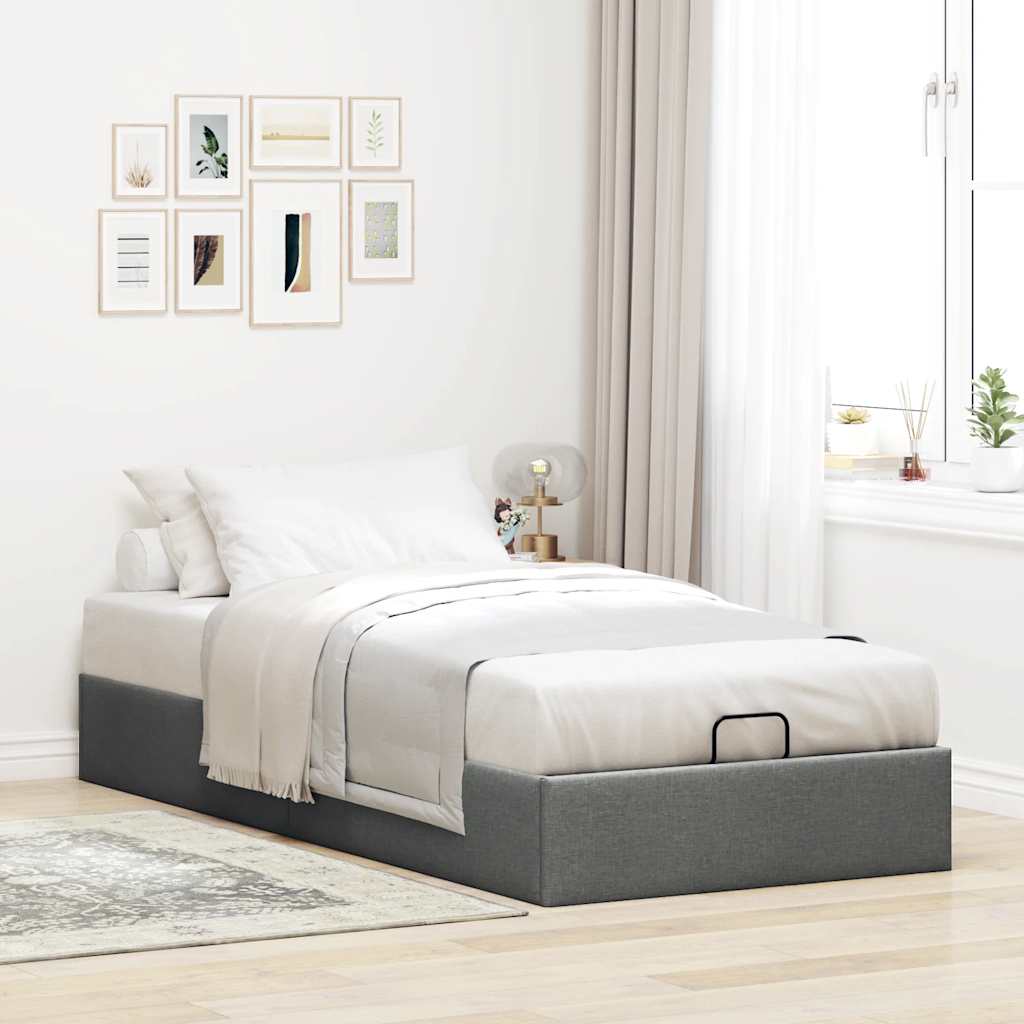 vidaXL Estructura cama otomana sin colchón tela gris oscuro 90x190cm