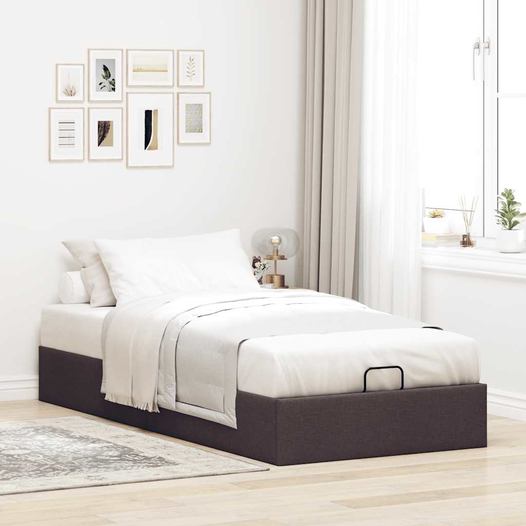 vidaXL Estructura cama otomana sin colchón tela marrón oscuro 90x190cm