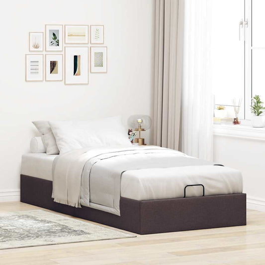 vidaXL Estructura cama otomana sin colchón tela marrón oscuro 90x200cm