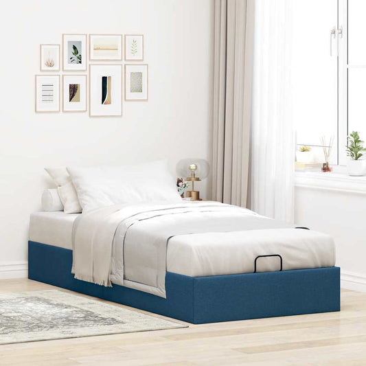 vidaXL Estructura de cama otomana sin colchón tela azul 90x200 cm