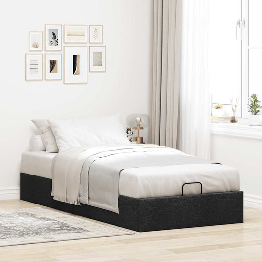 vidaXL Estructura de cama otomana sin colchón tela negro 100x200cm