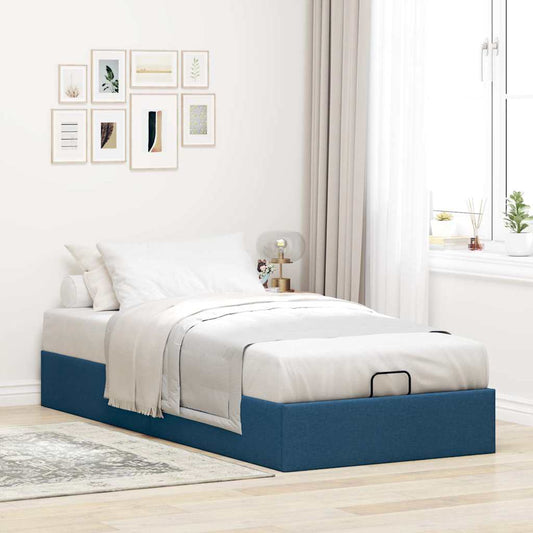 vidaXL Estructura de cama otomana sin colchón tela azul 100x200cm