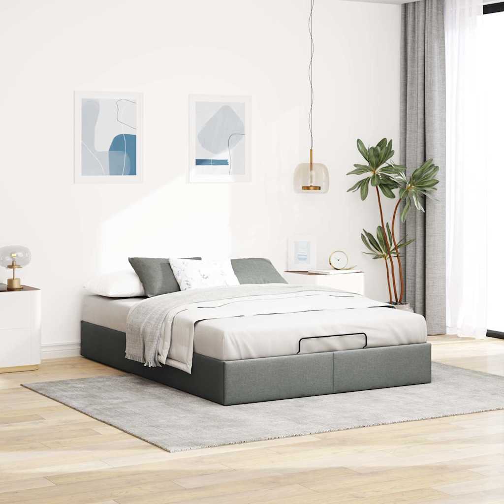 vidaXL Estructura cama otomana sin colchón tela gris oscuro 140x190cm