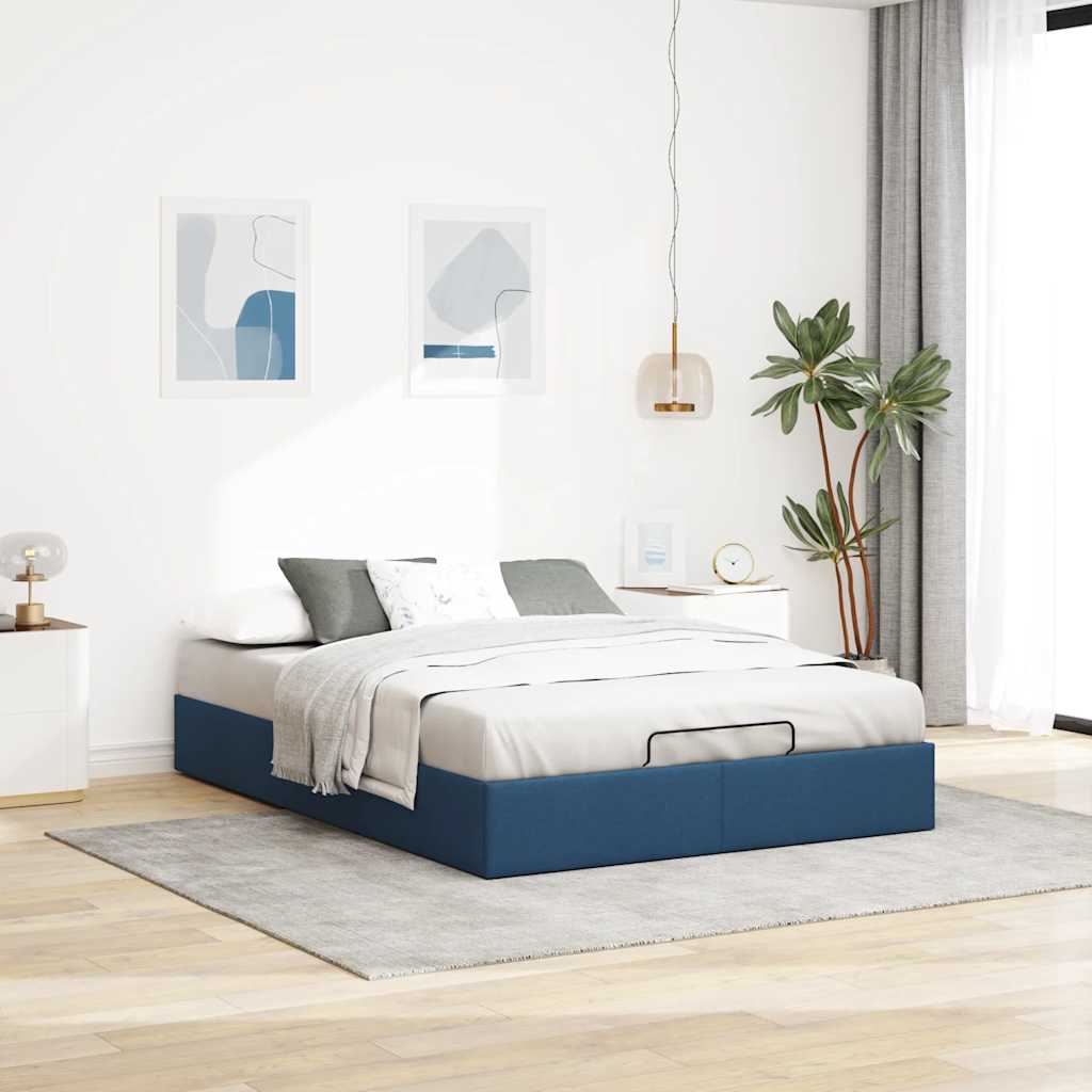 vidaXL Estructura de cama otomana sin colchón tela azul 140x190cm