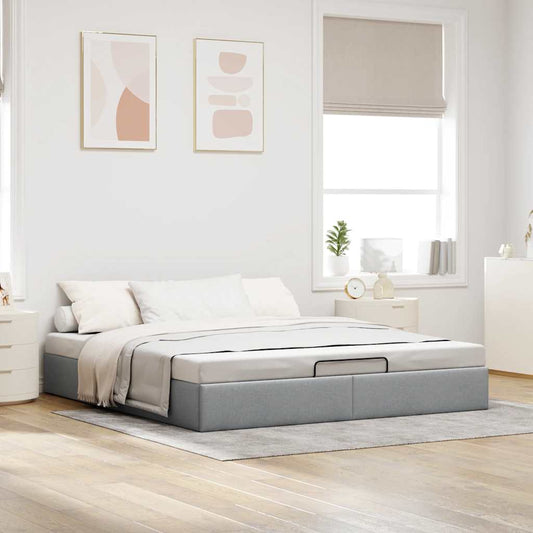 vidaXL Estructura cama otomana sin colchón tela gris claro 160x200cm