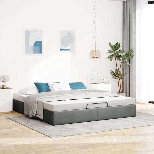 vidaXL Estructura cama otomana sin colchón tela gris oscuro 160x200 cm