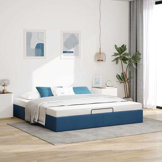 vidaXL Estructura de cama otomana sin colchón tela azul 160x200 cm