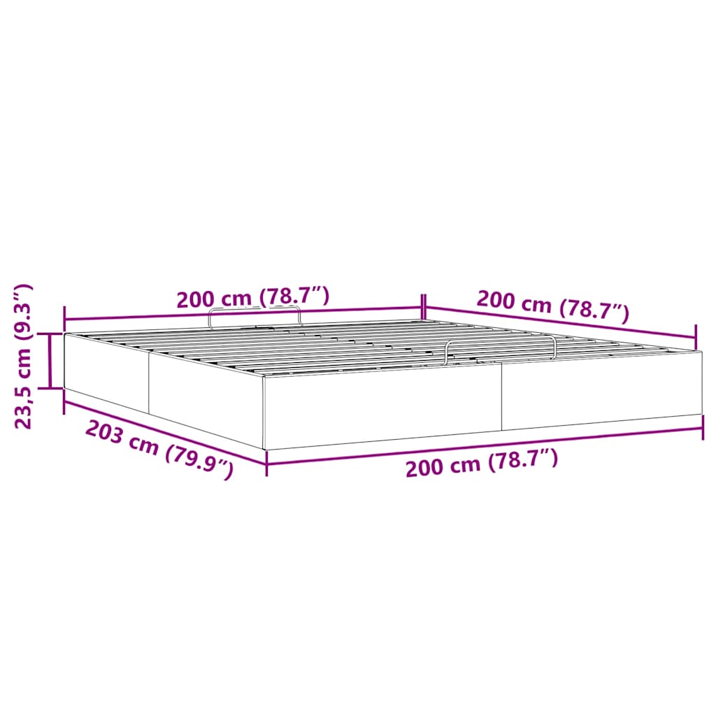 vidaXL Estructura de cama otomana sin colchón gris oscuro 200x200 cm