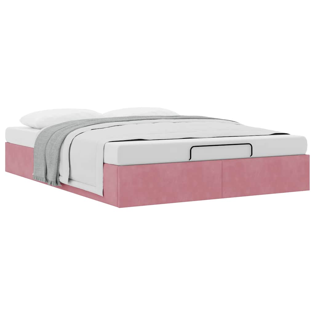 vidaXL Estructura cama otomana sin colchón terciopelo rosa 140x200 cm