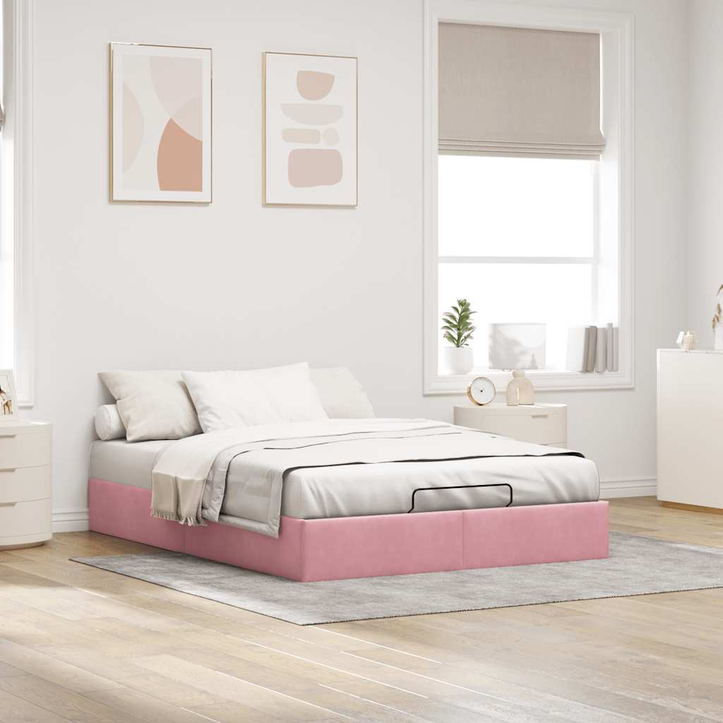 vidaXL Estructura cama otomana sin colchón terciopelo rosa 140x200 cm