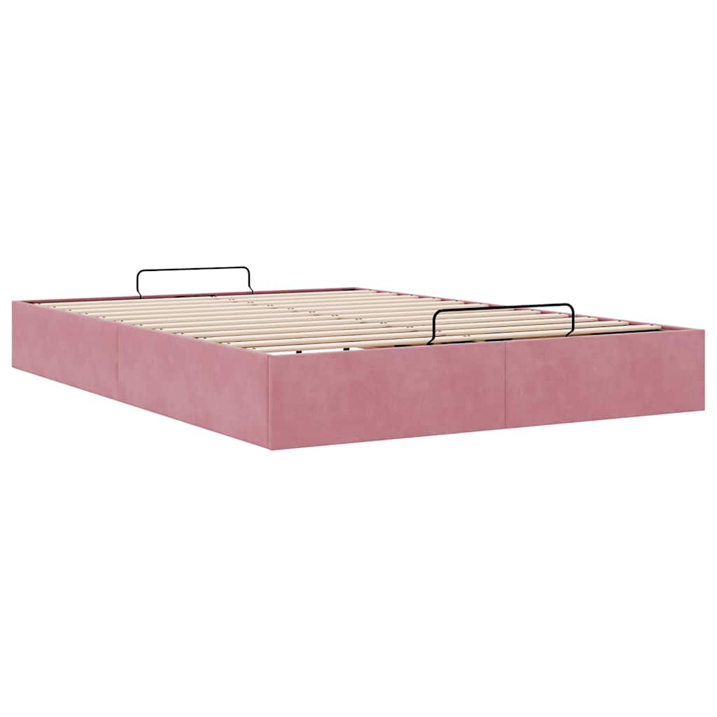 vidaXL Estructura cama otomana sin colchón terciopelo rosa 140x200 cm