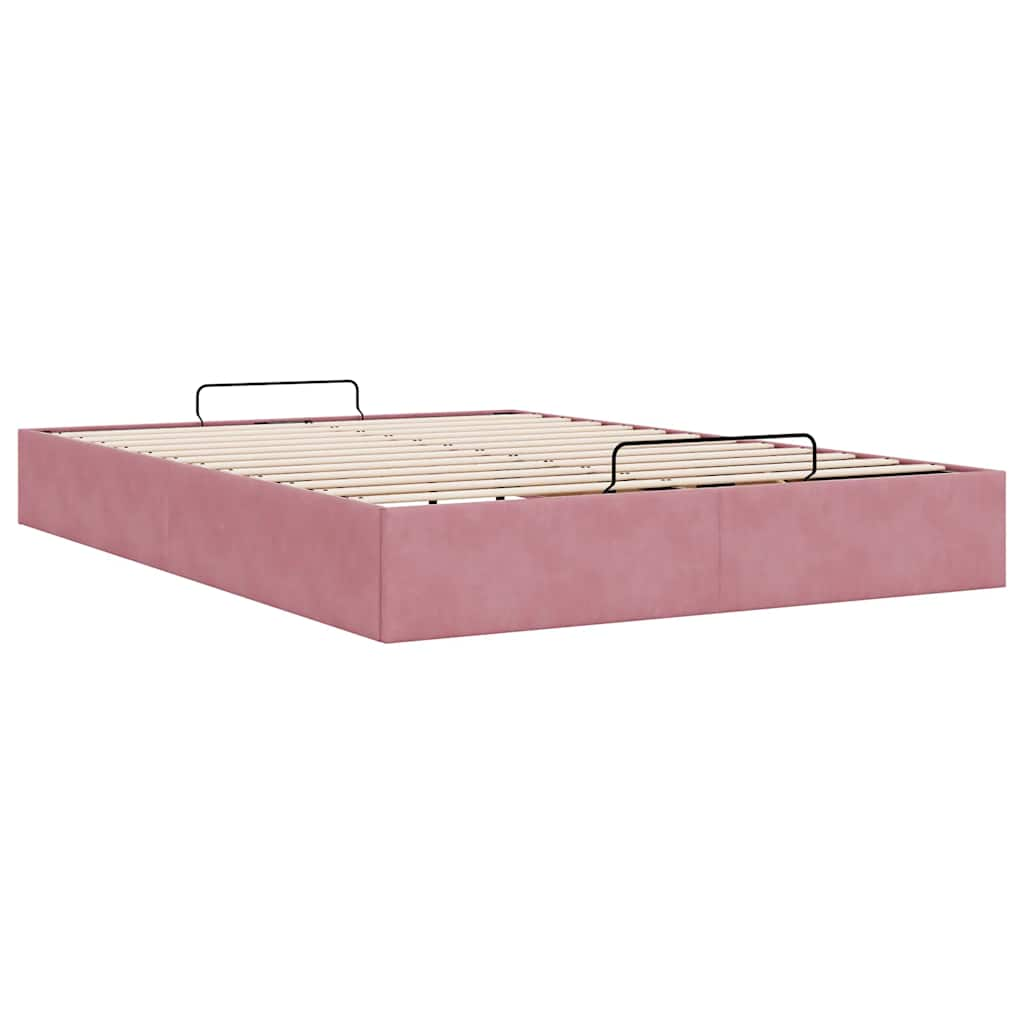 vidaXL Estructura cama otomana sin colchón terciopelo rosa 140x200 cm