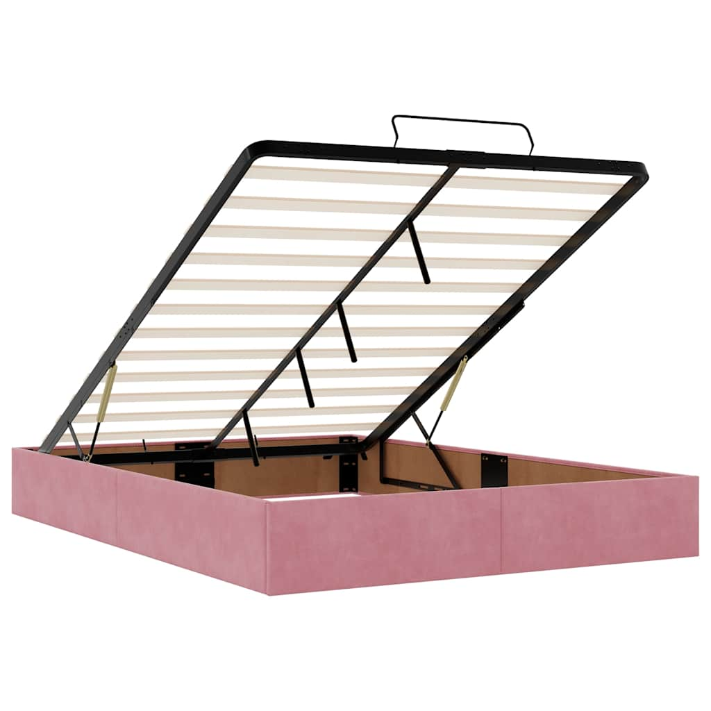 vidaXL Estructura cama otomana sin colchón terciopelo rosa 140x200 cm