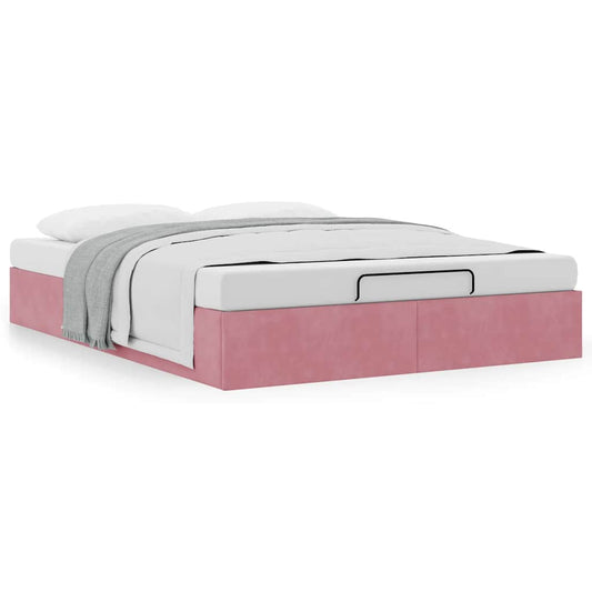 vidaXL Estructura cama otomana sin colchón terciopelo rosa 140x200 cm