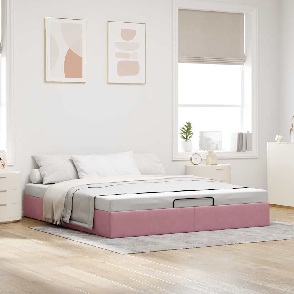 vidaXL Estructura cama otomana sin colchón terciopelo rosa 160x200 cm