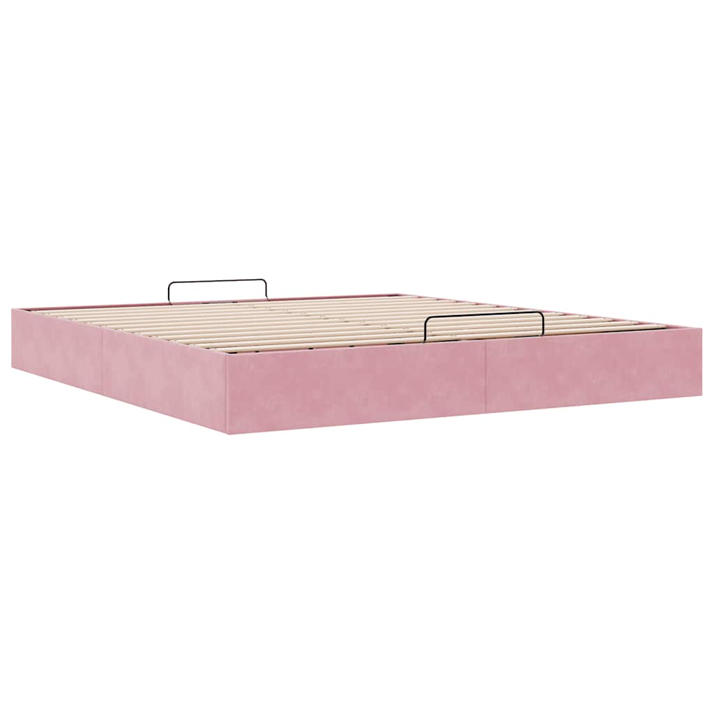 vidaXL Estructura cama otomana sin colchón terciopelo rosa 160x200 cm