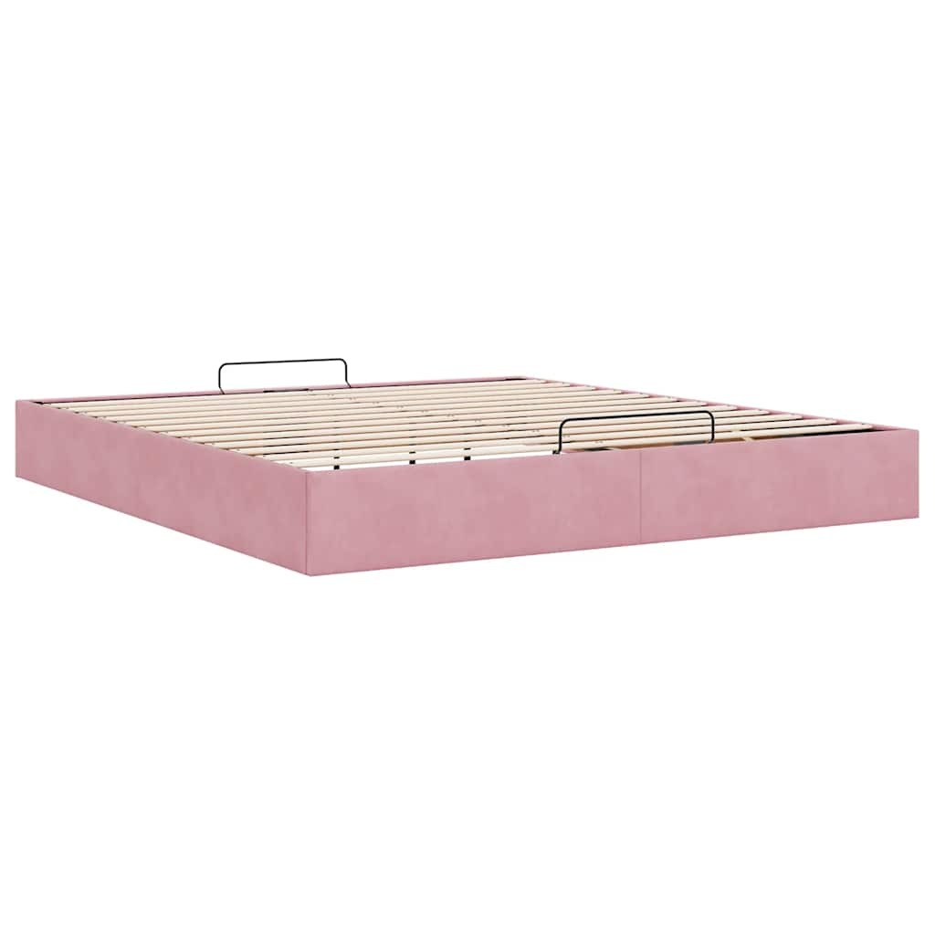 vidaXL Estructura cama otomana sin colchón terciopelo rosa 160x200 cm