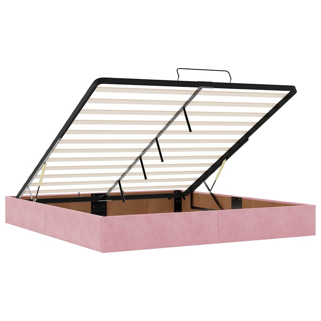 vidaXL Estructura cama otomana sin colchón terciopelo rosa 160x200 cm