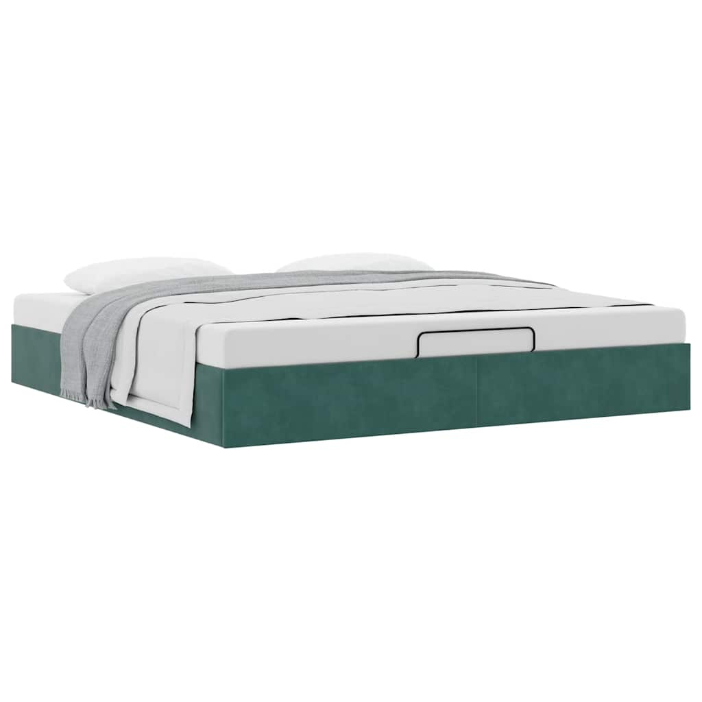 vidaXL Estructura de cama otomana sin colchón verde oscuro 180x200 cm