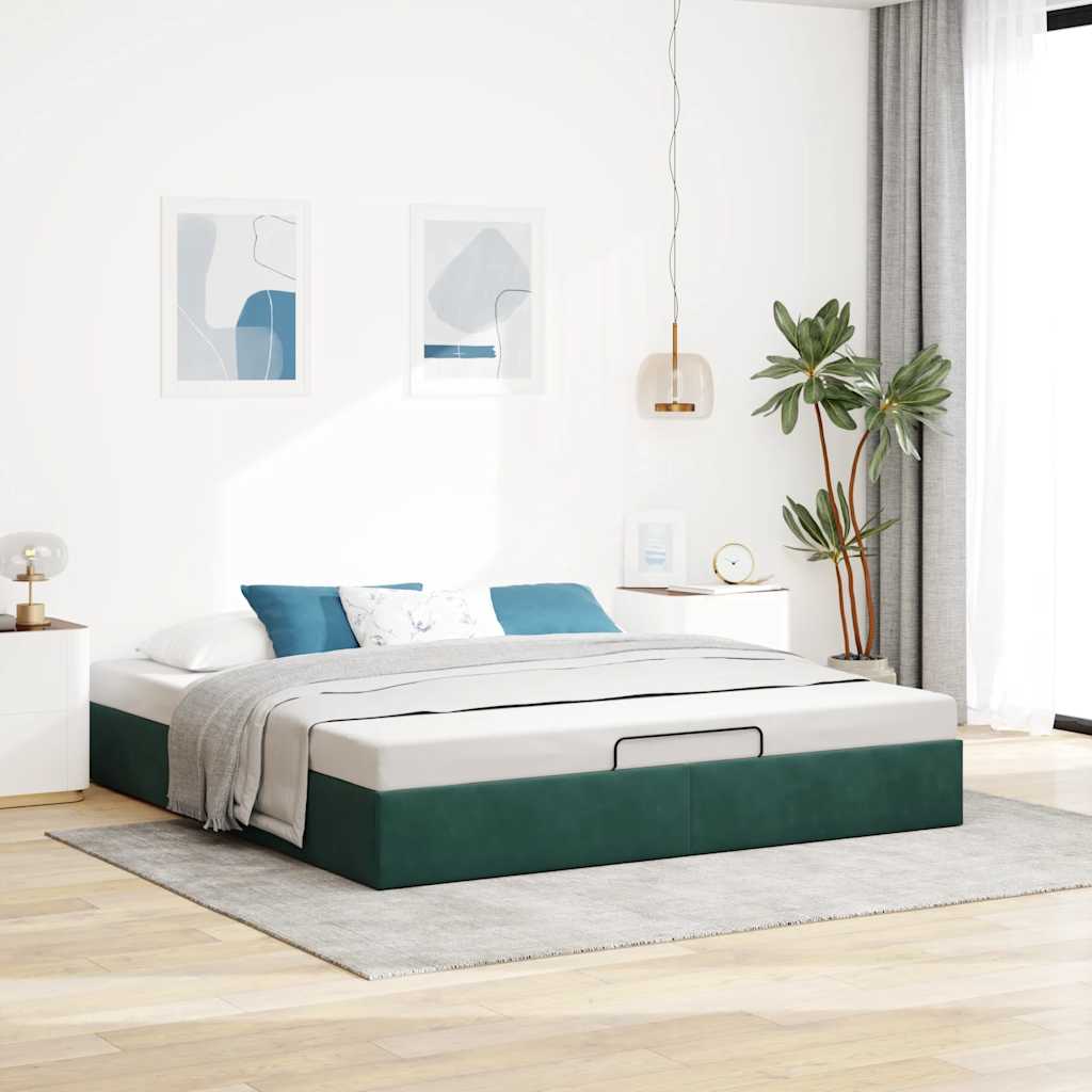 vidaXL Estructura de cama otomana sin colchón verde oscuro 180x200 cm