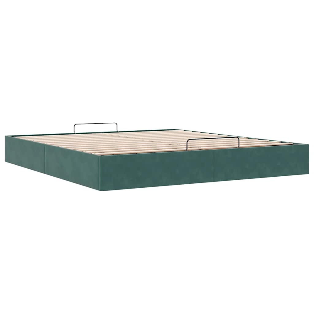 vidaXL Estructura de cama otomana sin colchón verde oscuro 180x200 cm