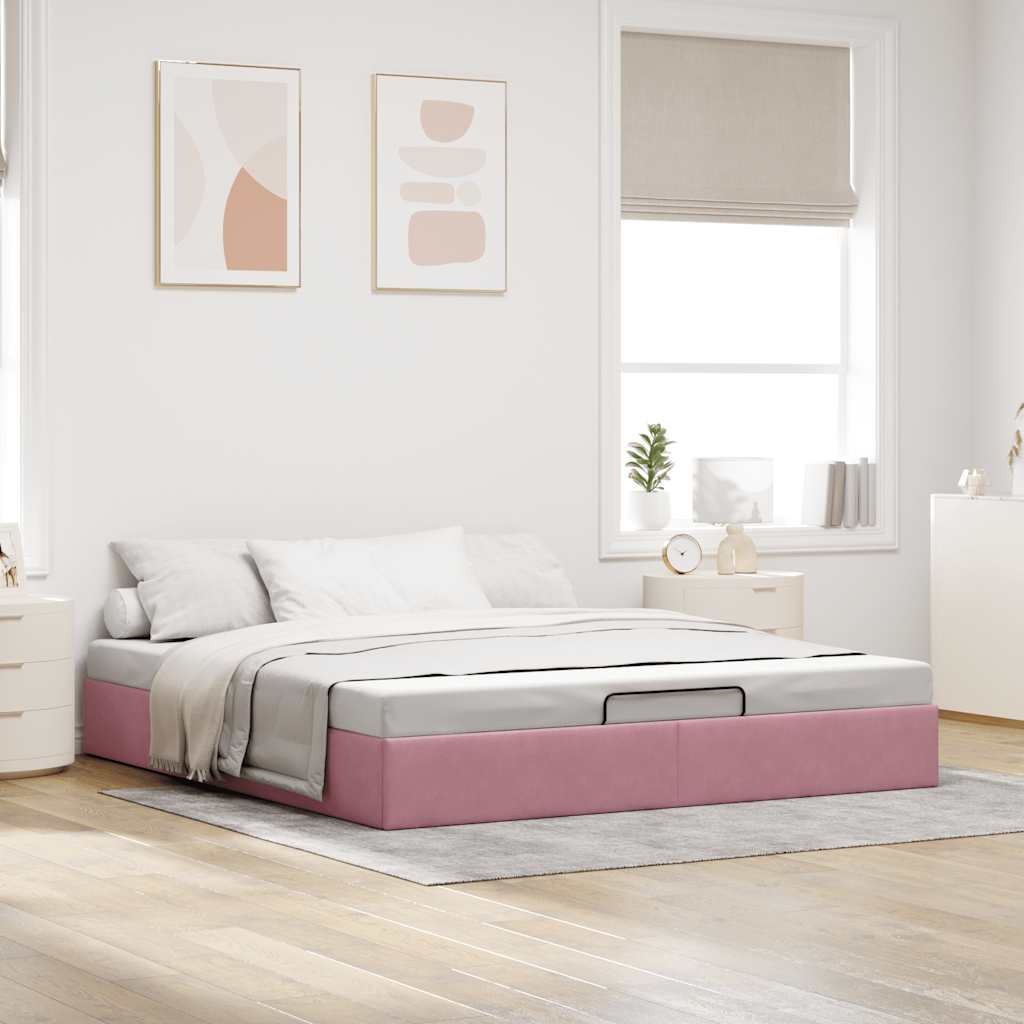 vidaXL Estructura cama otomana sin colchón terciopelo rosa 180x200 cm