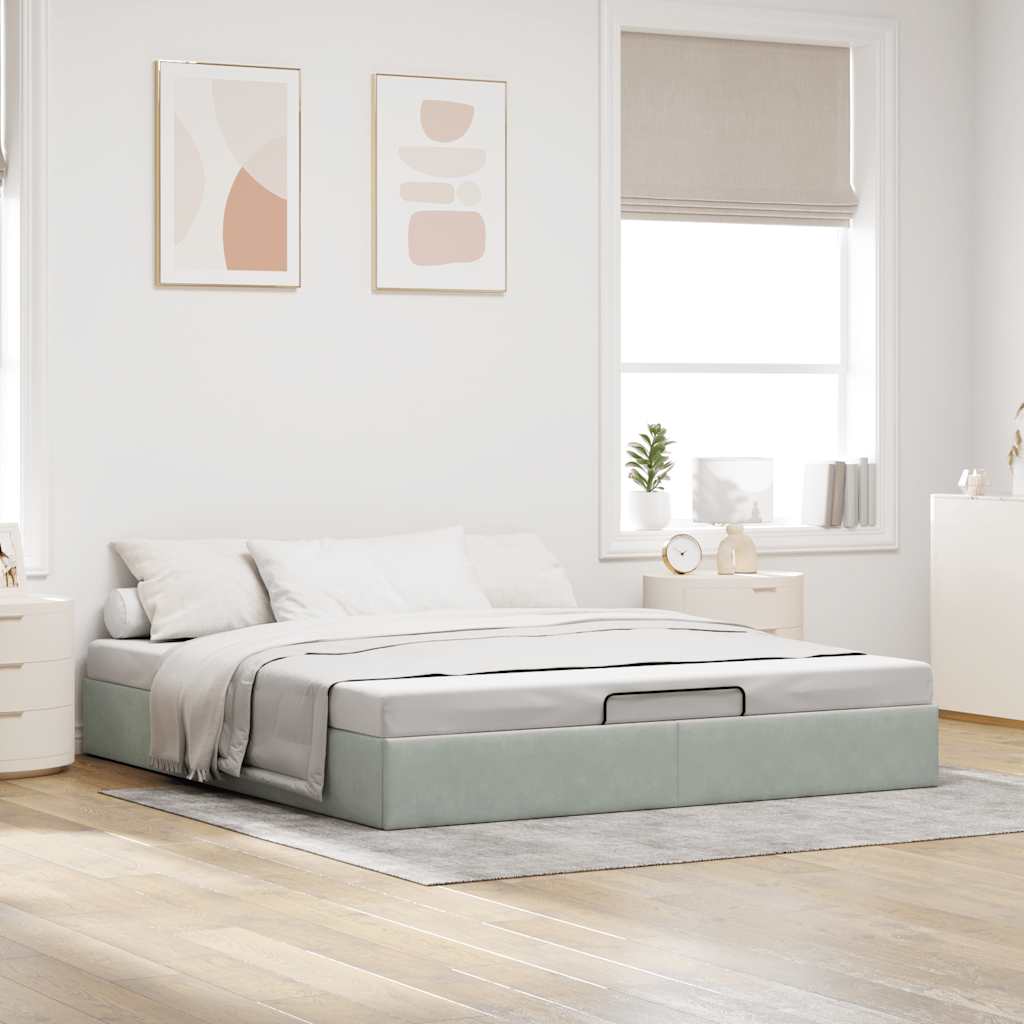 vidaXL Estructura de cama otomana sin colchón gris claro 200x200 cm