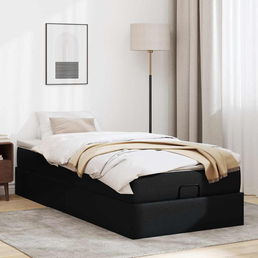 vidaXL Estructura cama otomana colchón cuero sintético negra 80x200cm