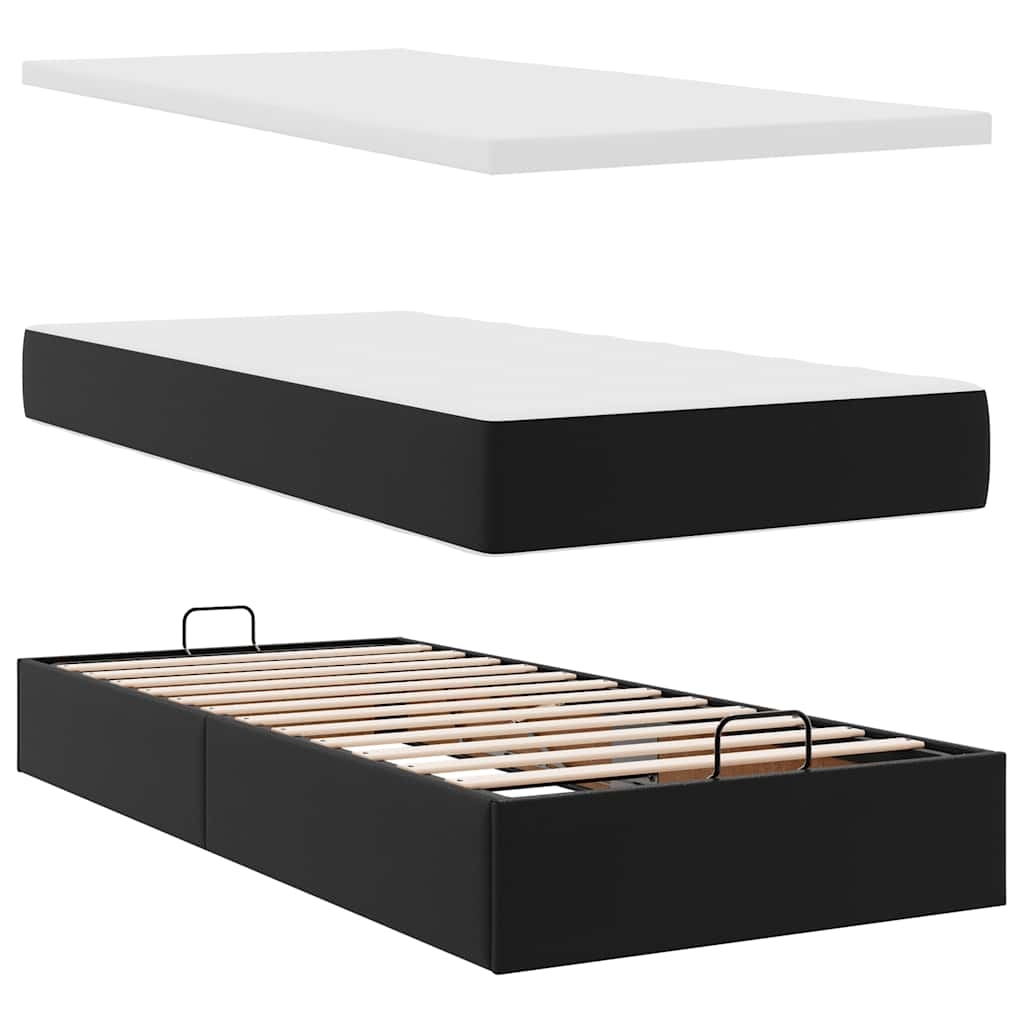 vidaXL Estructura cama otomana colchón cuero sintético negra 80x200cm