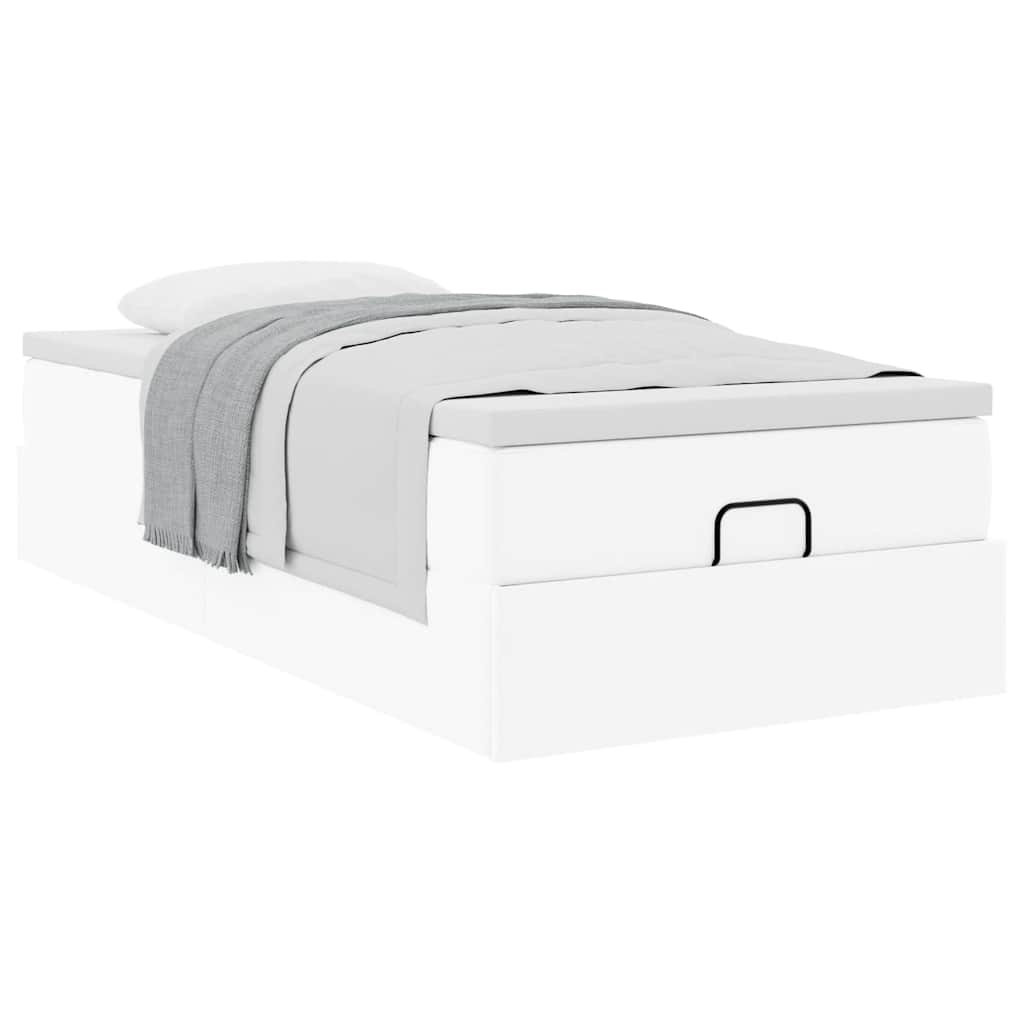 vidaXL Estructura cama otomana colchón cuero sintético blanco 80x200cm