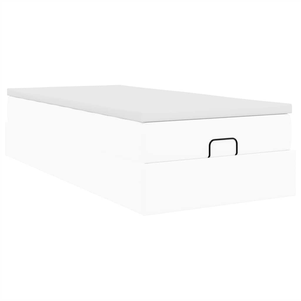 vidaXL Estructura cama otomana colchón cuero sintético blanco 80x200cm